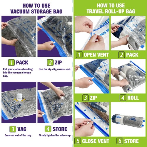 HIBAG Vacuum Storage Bags with Electric Pump, Vacuum Seal Bags for Clothing, Pillows, Blanket Bedding Comforters, 20 pack
