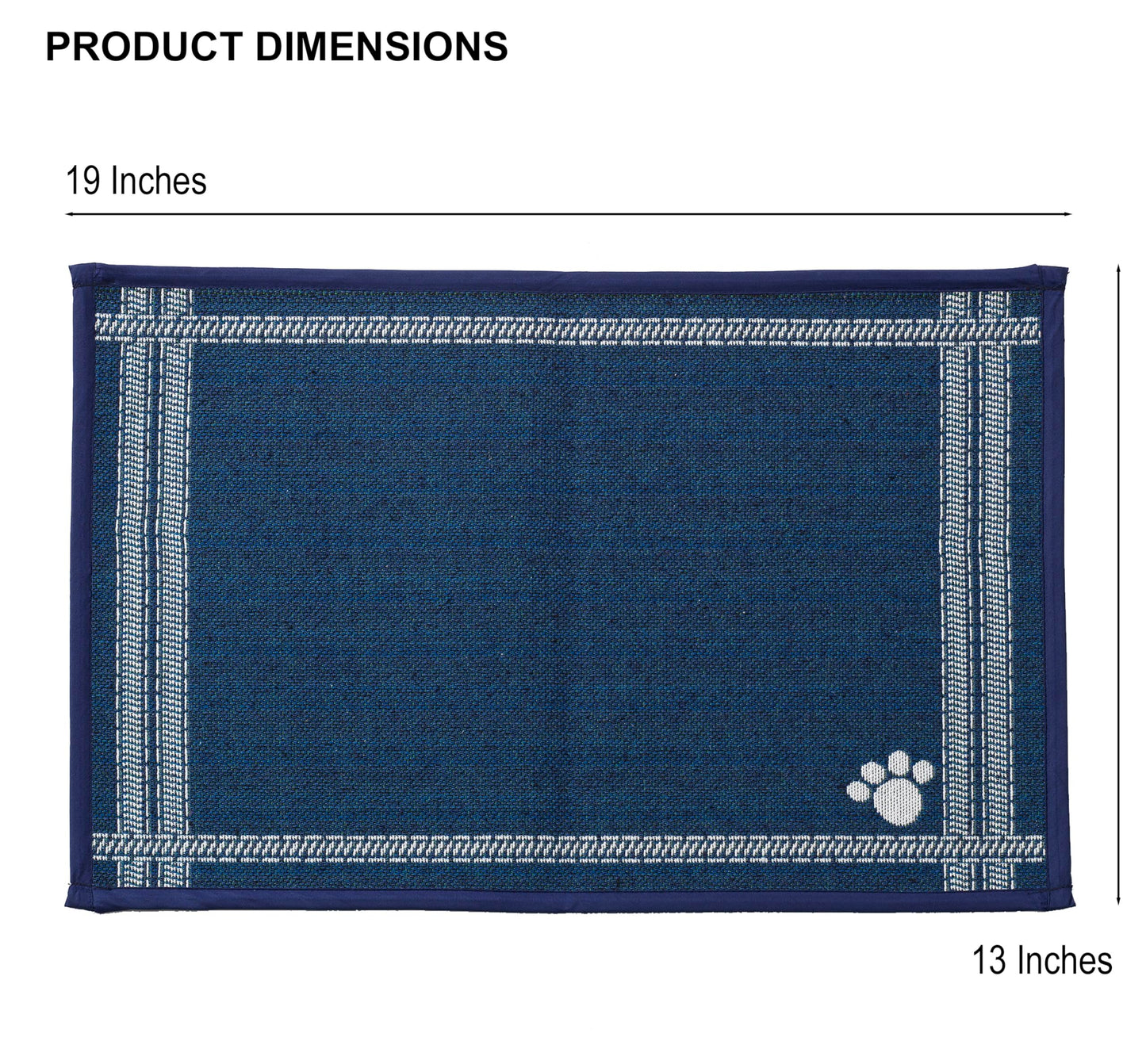 PetRageous 16025 Mattress Ticking Drink Tapestry Dog and Cat Non-Skid Machine Washable Mat for Pet Feeding Areas with Rubber Backing 13-Inch by 19-Inch for Dogs and Cats, Blue