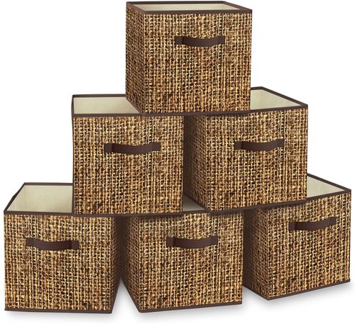 Homyfort Cube Storage Bins - Collapsible Fabric Organizer with Dual Handles | Set of 6, 11x11 Inches
