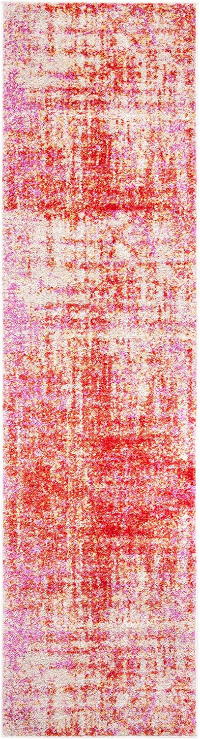 Safavieh Adirondack Collection Area Rug - 2'6" x 10' Runner, Red/Gold, Geometric Design, Ideal for High Traffic Areas in Living Room, Bedroom, Dining (ADR207R)