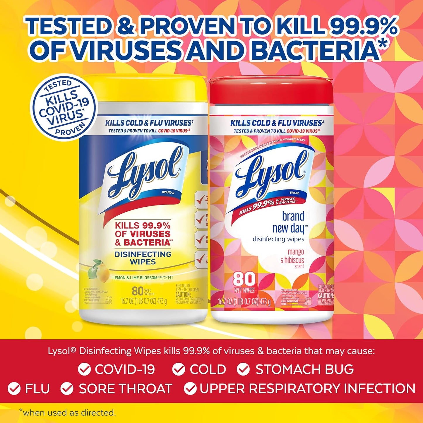 Lysol Disinfectant Wipes - Multi-Surface Antibacterial Cleaning Wipes | 3-Pack Mixed Fragrance