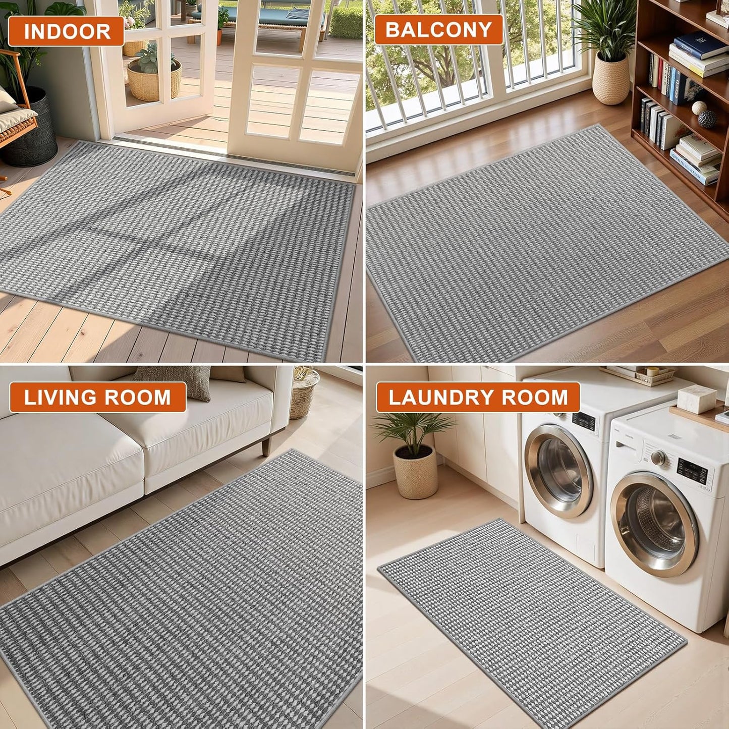 Regine Switzerland Dirt Trapper Door Mat - Non-Slip, Absorbent 24"x36" Indoor Entrance Rug | Grey White