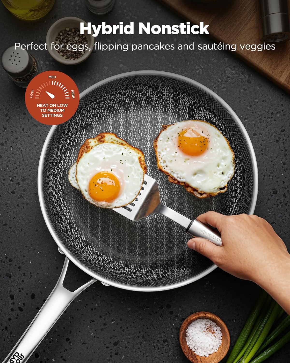 Skiennix Non-Stick Frying Pan - 12-Inch Hybrid Skillet with Lid | Dishwasher & Oven-Safe, PFOA Free