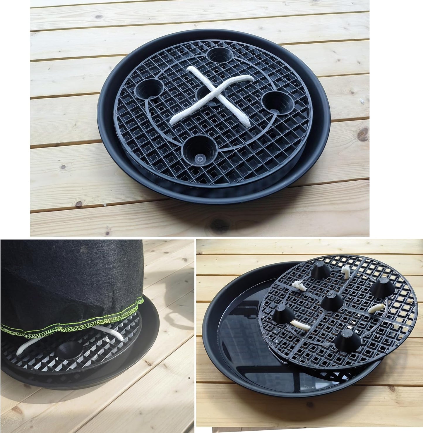 Skiennix Plant Saucer Stand - 14-Inch Elevated Self-Watering Tray | 4-Pack for Indoor/Outdoor Use