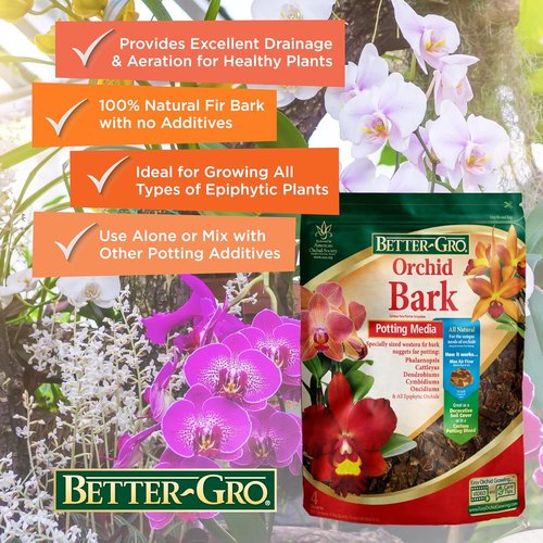 Better-Gro Orchid Bark - Premium Potting Medium for Phalaenopsis & Epiphytic Orchids - 4 Quarts