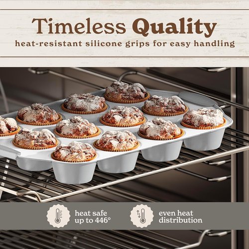 Country Kitchen Nonstick Bakeware Set - Heavy Duty & Easy Release | 10-Piece Silver Set