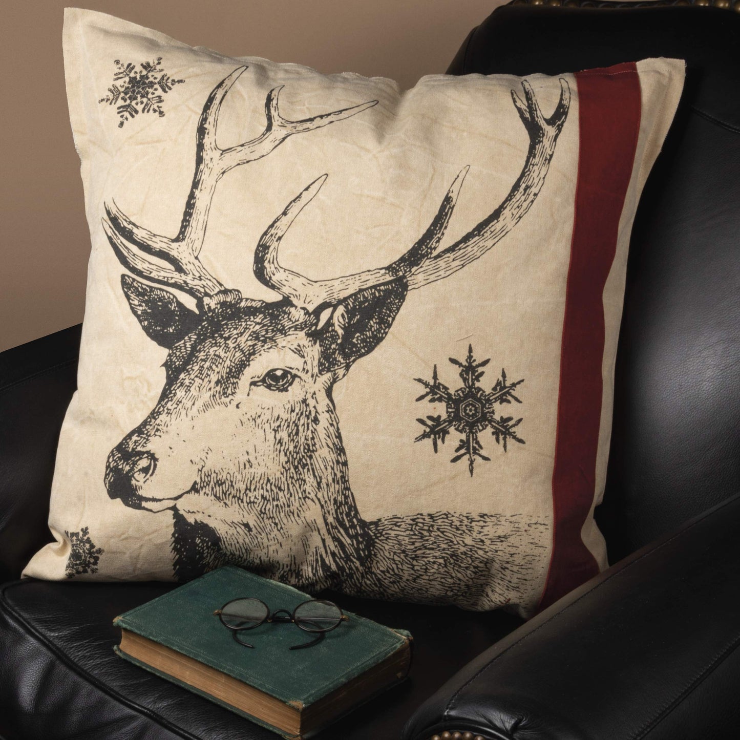 Primitives by Kathy Holiday Snowflake Deer Throw Pillow