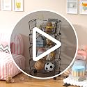 Matte Black 6-Tier Tall Stackable Wire Storage Baskets with Wheels - Vertical Utility Cart