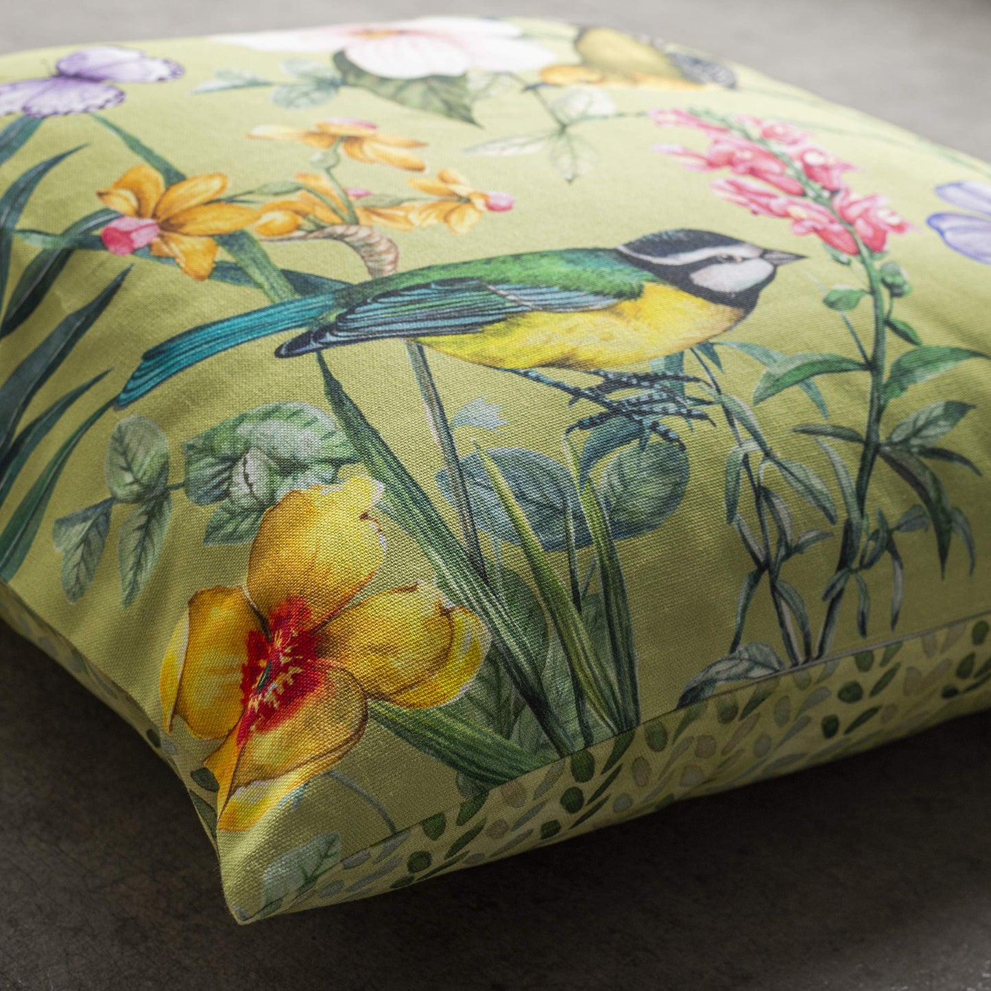 Maison d' Hermine Decorative Pillow Covers 18 x 18 inch Square 100% Cotton Throw Pillow Covers with Invisible Zipper for Living Room Couch Chair Sofas Gifts for Mothers Day - Hesperides - Oiseaux
