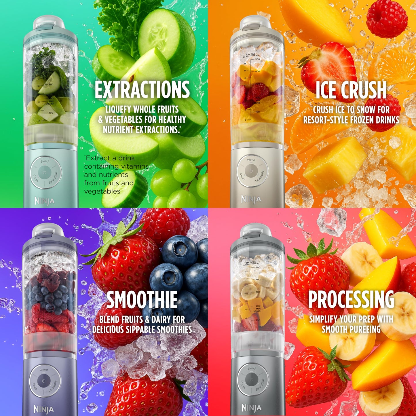 Ninja Blast Max, Portable Blender + Twist & Go, Personal Smoothie, Blend, Ice Crush, 3 Programs, Cordless, 22 oz removable Vessel, Dishwasher Safe, Leakproof, Navy, BC251NV
