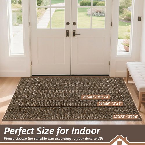 BEQHAUSE Dirt Trapper Door Mat - Non-Slip, Washable, Absorbent Entrance Mat | 32" x 72", Brown