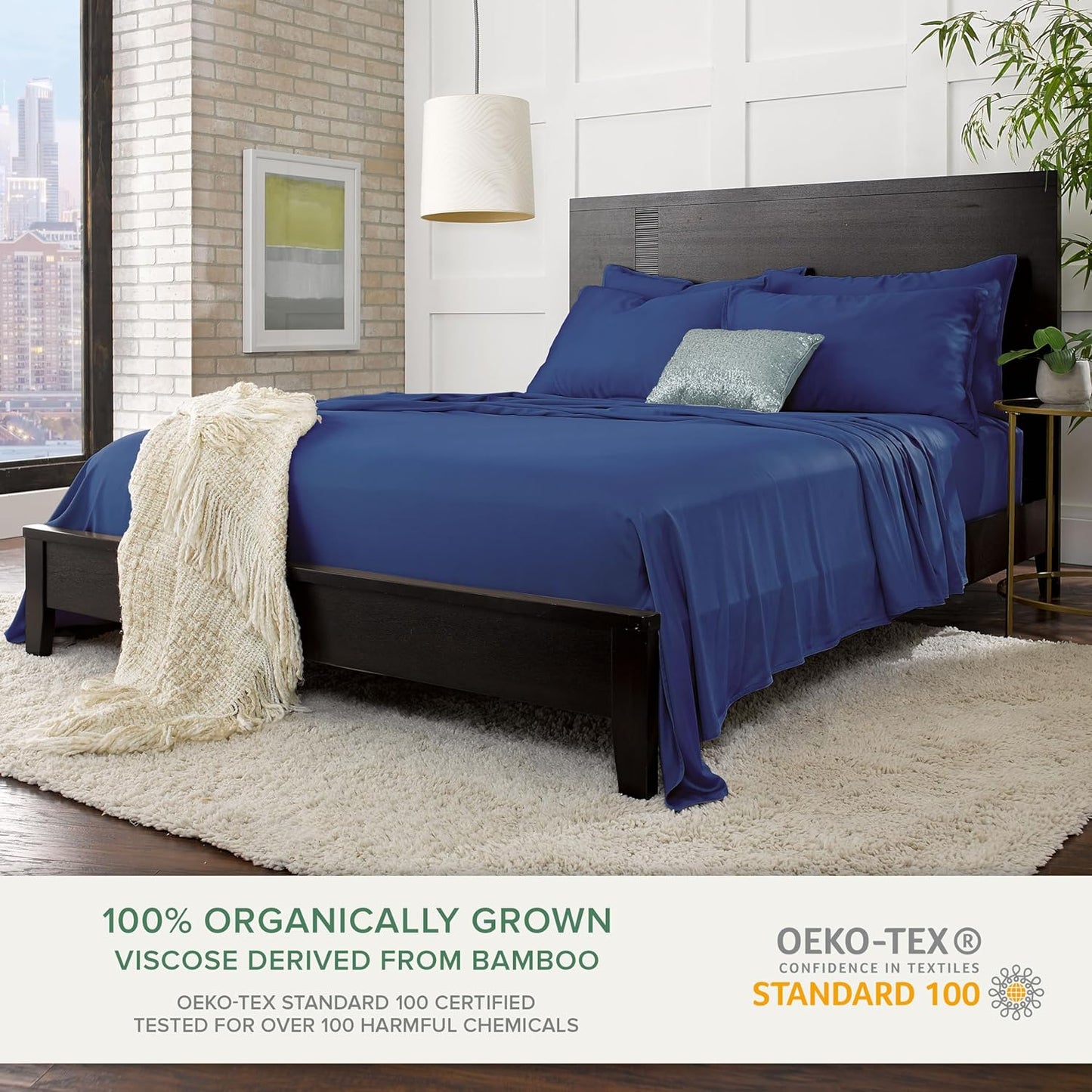 Pure Bamboo Queen Sheets - Luxuriously Soft & Cooling 100% Organic Viscose Bed Set | Cobalt Blue