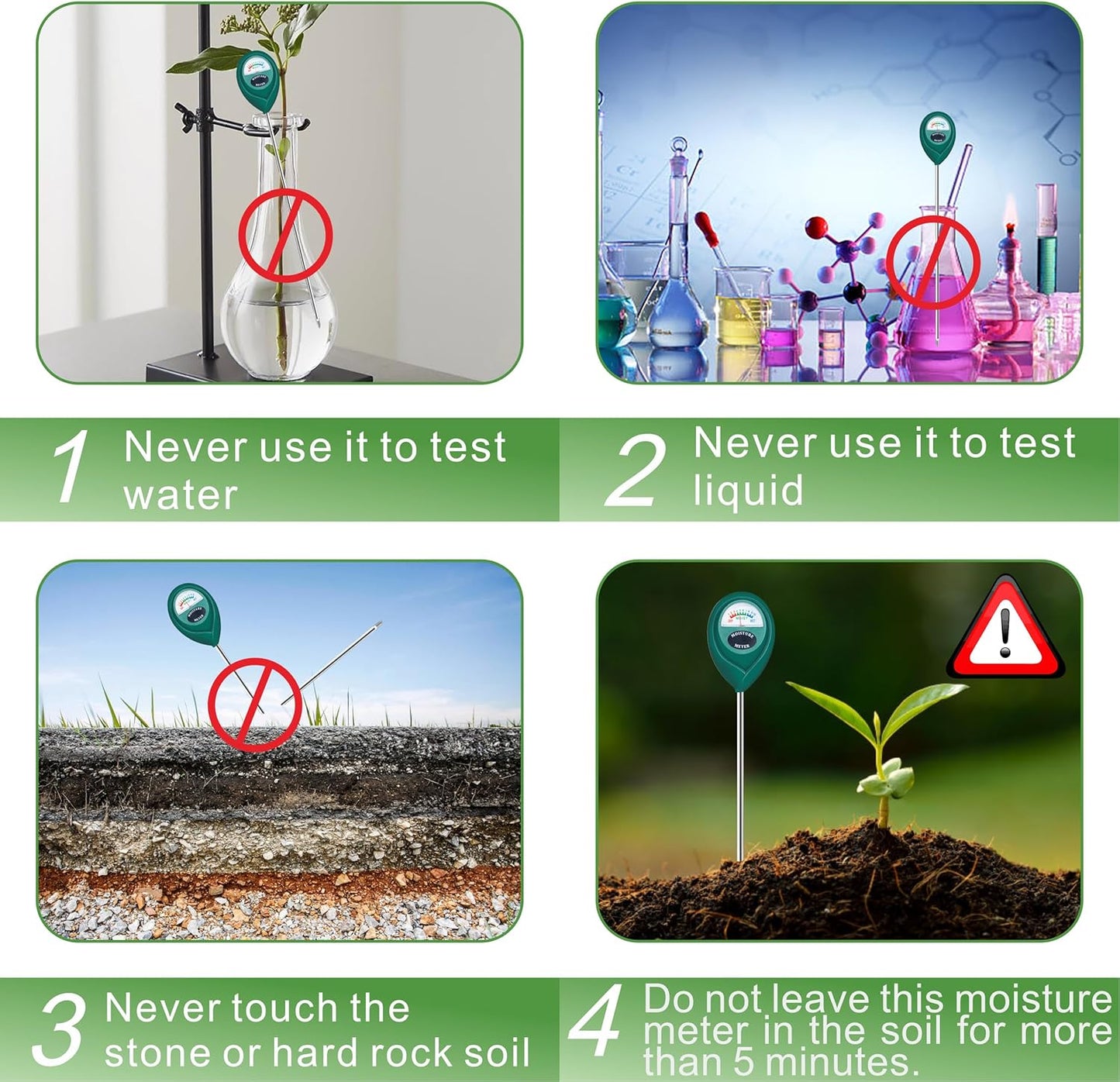 XLUX Soil Moisture Meter - Long Probe Water Monitor for Indoor/Outdoor Plants & Gardening
