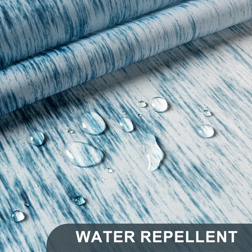 AmazerBath Ombre Shower Curtain - Washable Dark Sea Blue Cloth Set with Hooks | 72x72 Inches