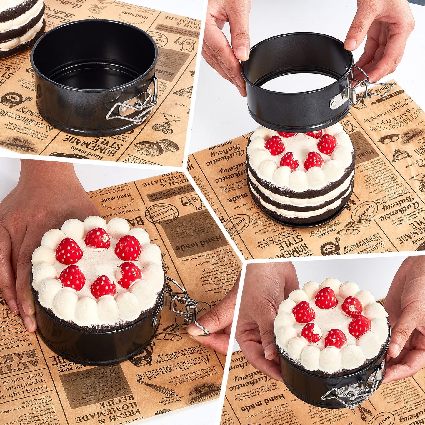 Sunnyray 8 Pcs 4 Inch Springform Pan for Baking Mini Cheesecake Pans with Removable Bottom Nonstick Leakproof Round Cake Mold Spring Form Molds for Mini Cheesecake Pizza and Quiches (Black)