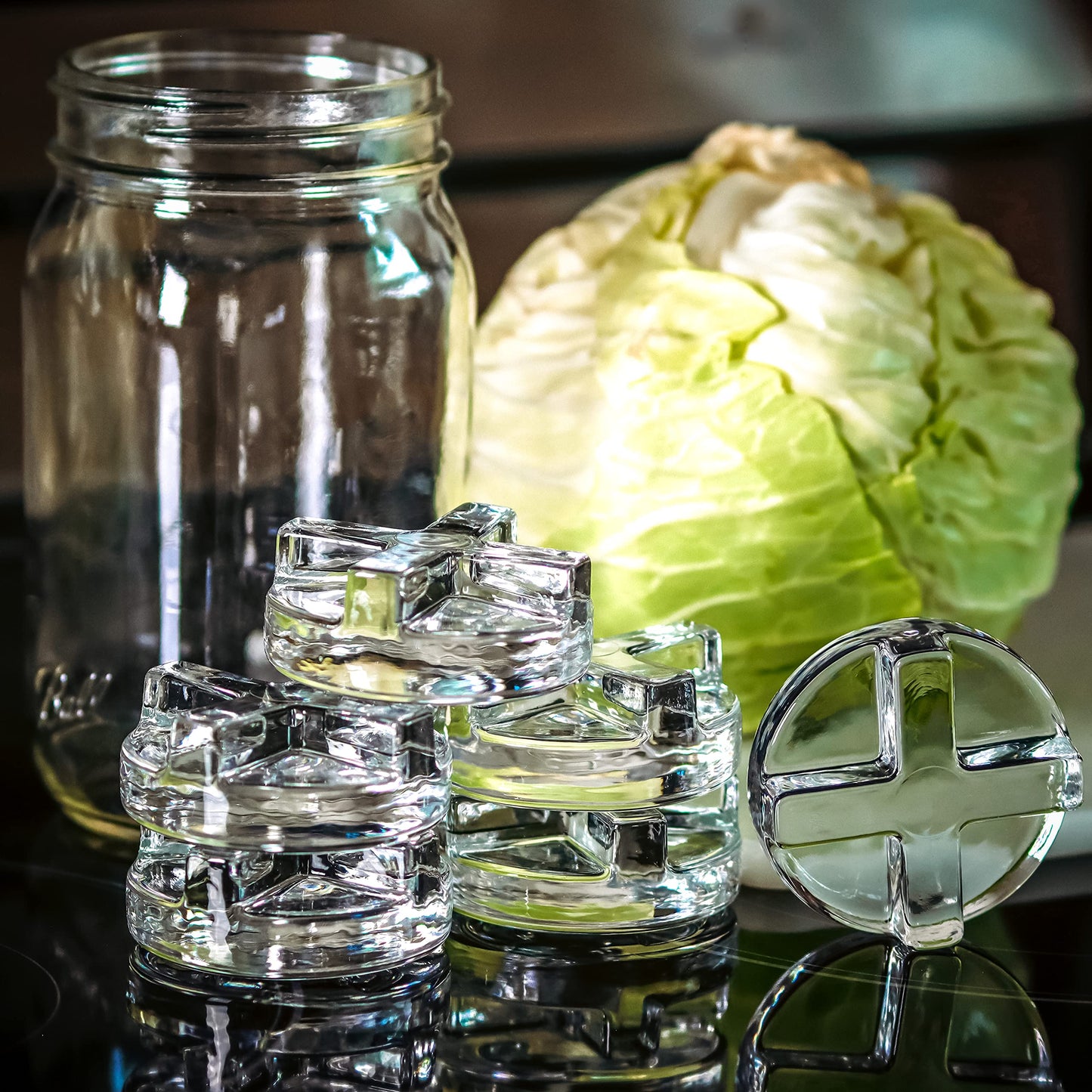 Trademark Innovations Glass Fermentation Pickling Jar Weights, Groove Grip Style (Set of 6)