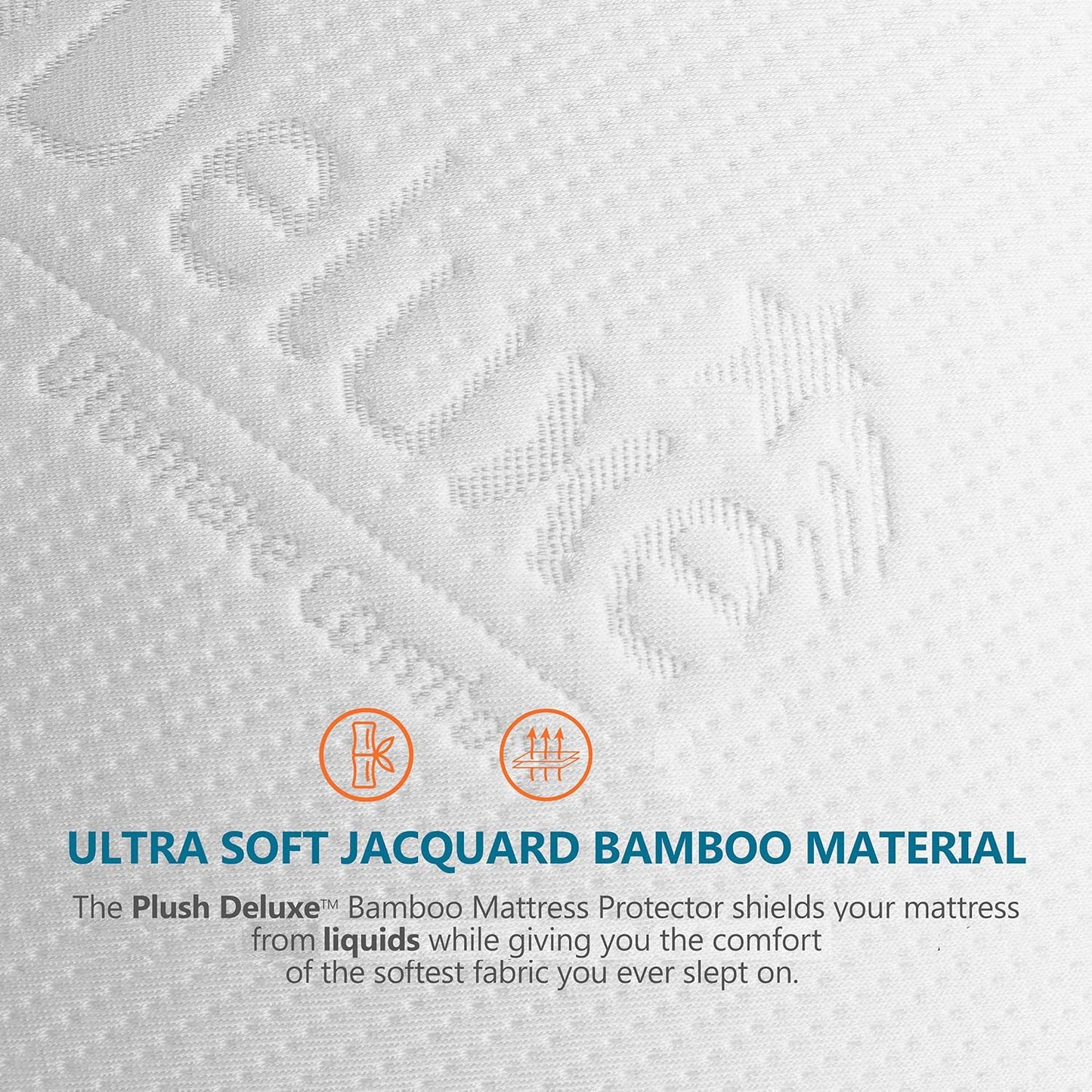 PlushDeluxe Premium Bamboo Mattress Protector - Waterproof, Ultra Soft & Breathable Full Size Cover - White