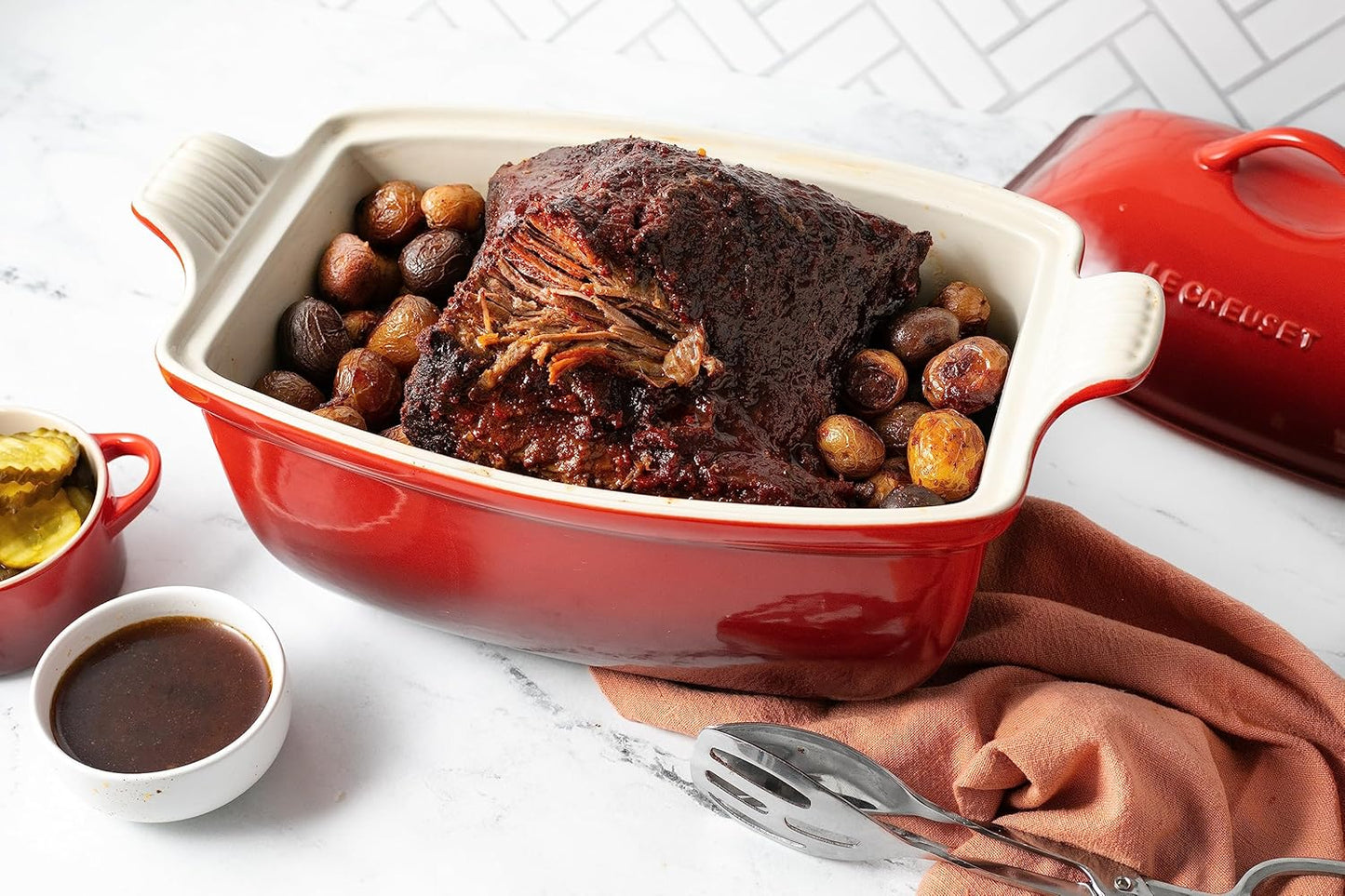 Le Creuset Heritage Stoneware Deep Baker - 4.5 Qt. with Lid in Cerise | Durable & Stylish Cookware