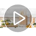 White Stem Wooden Seat 8-Piece Knife Set with Block & Built-in Sharpener
