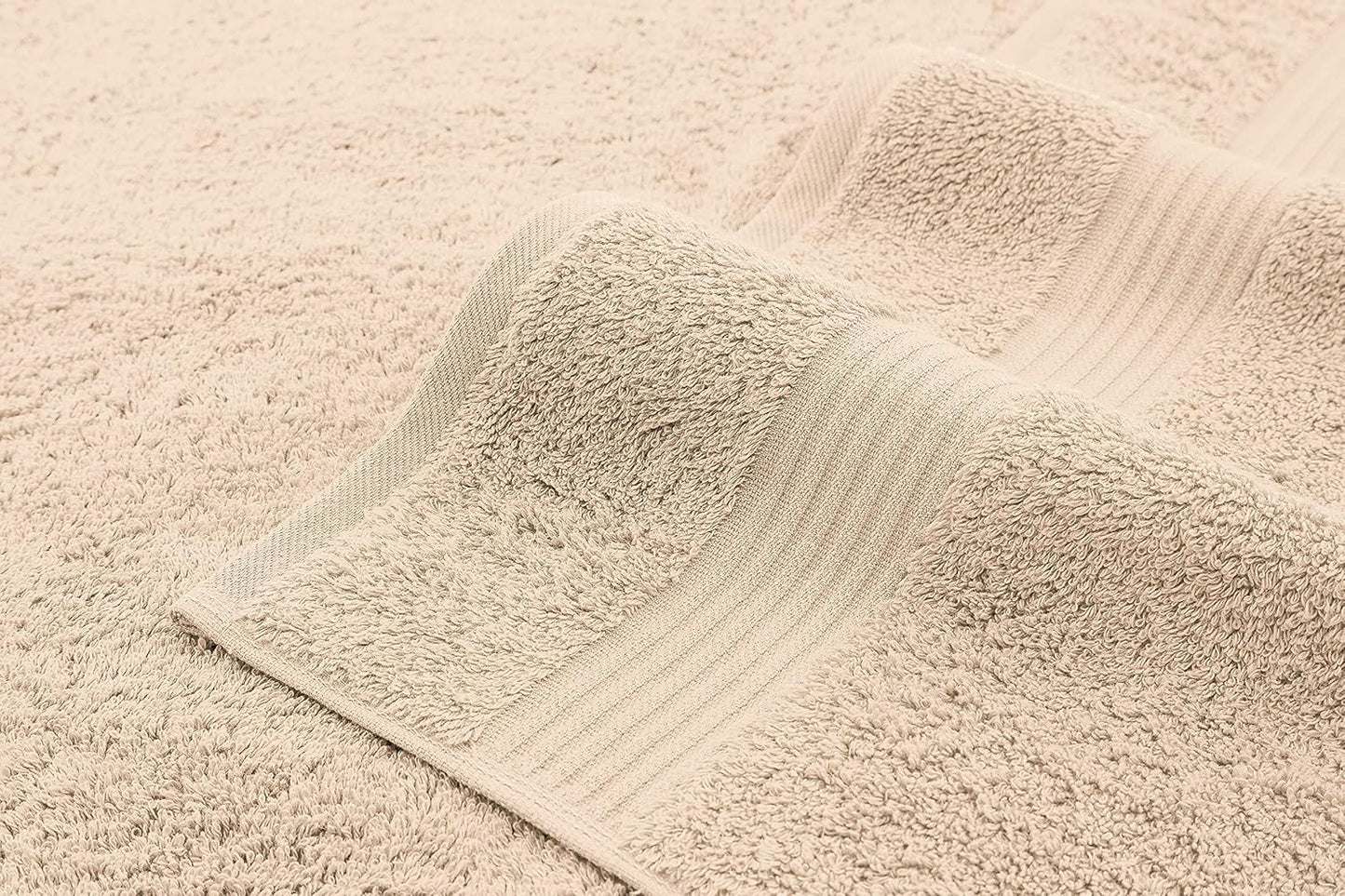 American Veteran Luxury Towel Set - 100% Cotton Turkish Towels | 6 Pieces in Beige (2 Bath, 2 Hand, 2 Washcloths)