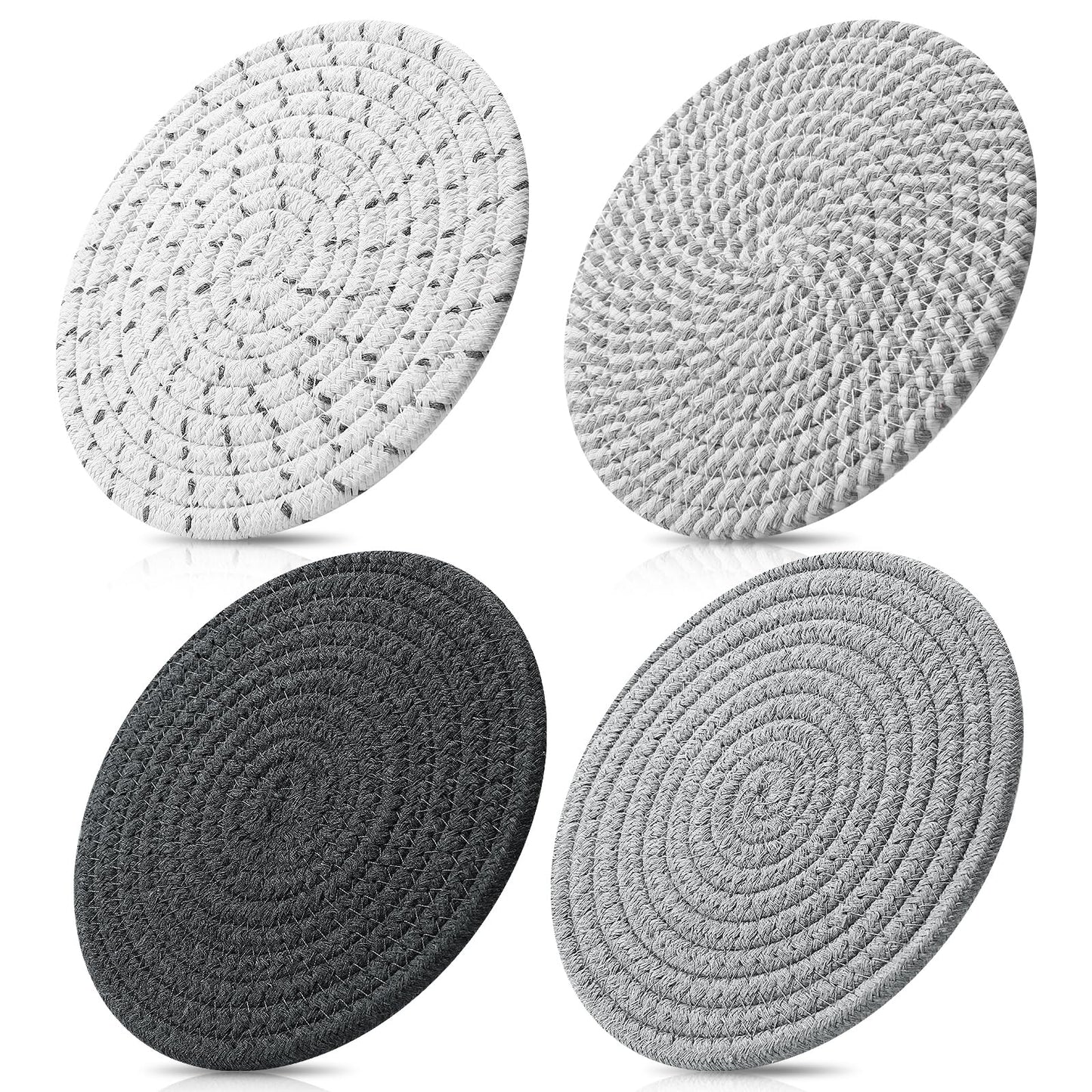 ME.FAN 7 Inch Trivets/Potholders 4 Set Cotton Thread Weave Trivets for Pots and Pans - Large Coasters/Hot Pads to Protect Desktop & Countertop - Mix 1