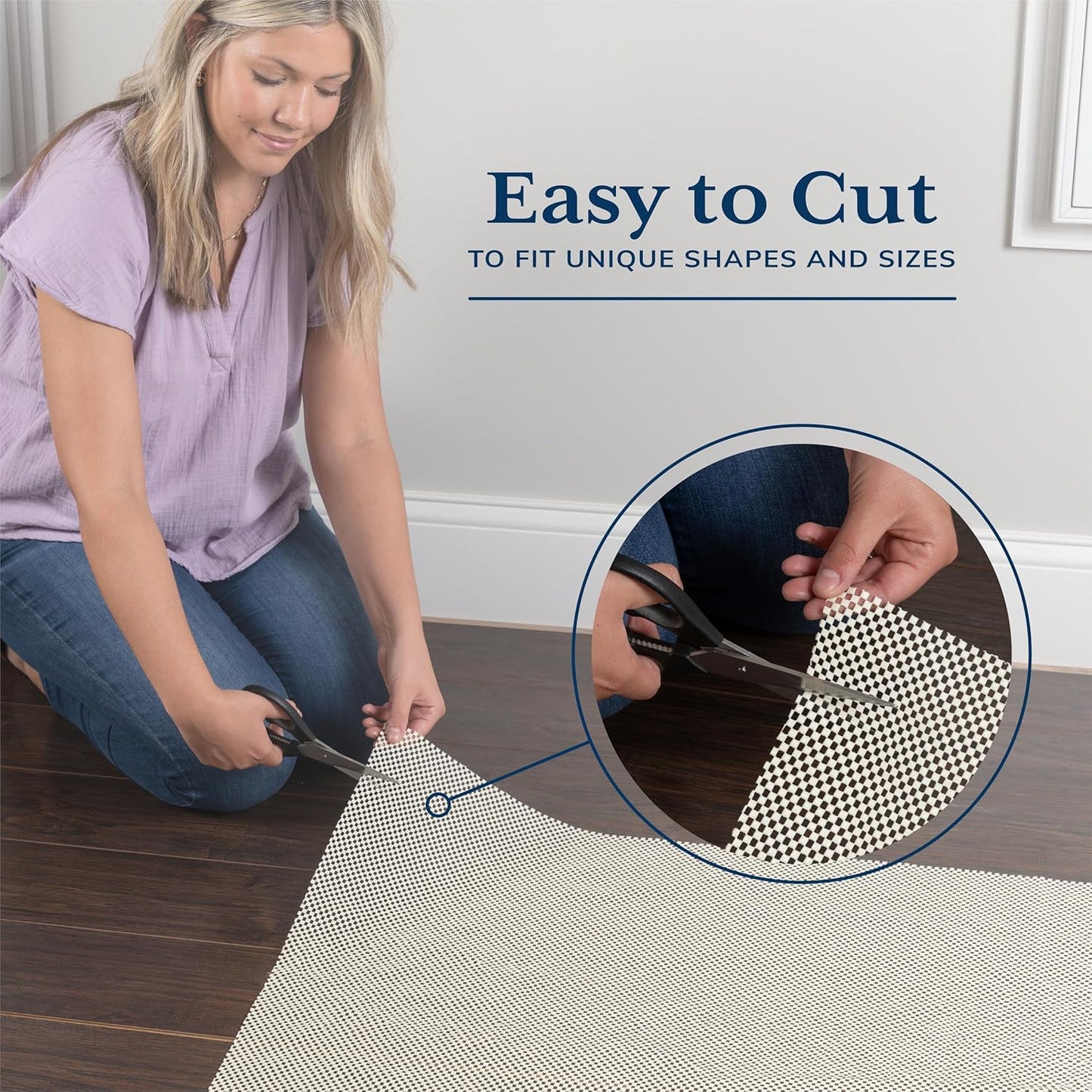 Veken Rug Pad Gripper - Non-Slip 6x8 Ft Rug Pad for Hardwood & Tile Floors | Thick Anti-Skid Mat