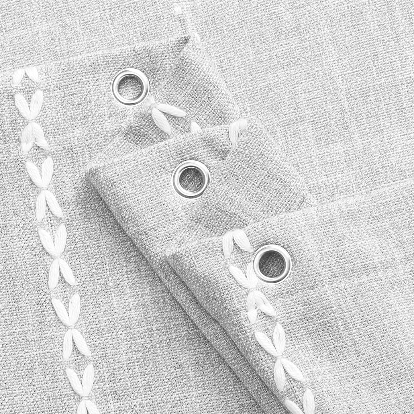 MitoVilla Grey Boho Farmhouse Shower Curtain Set - 36 x 72 Inch, Narrow Polyester Linen for Bathroom Decor
