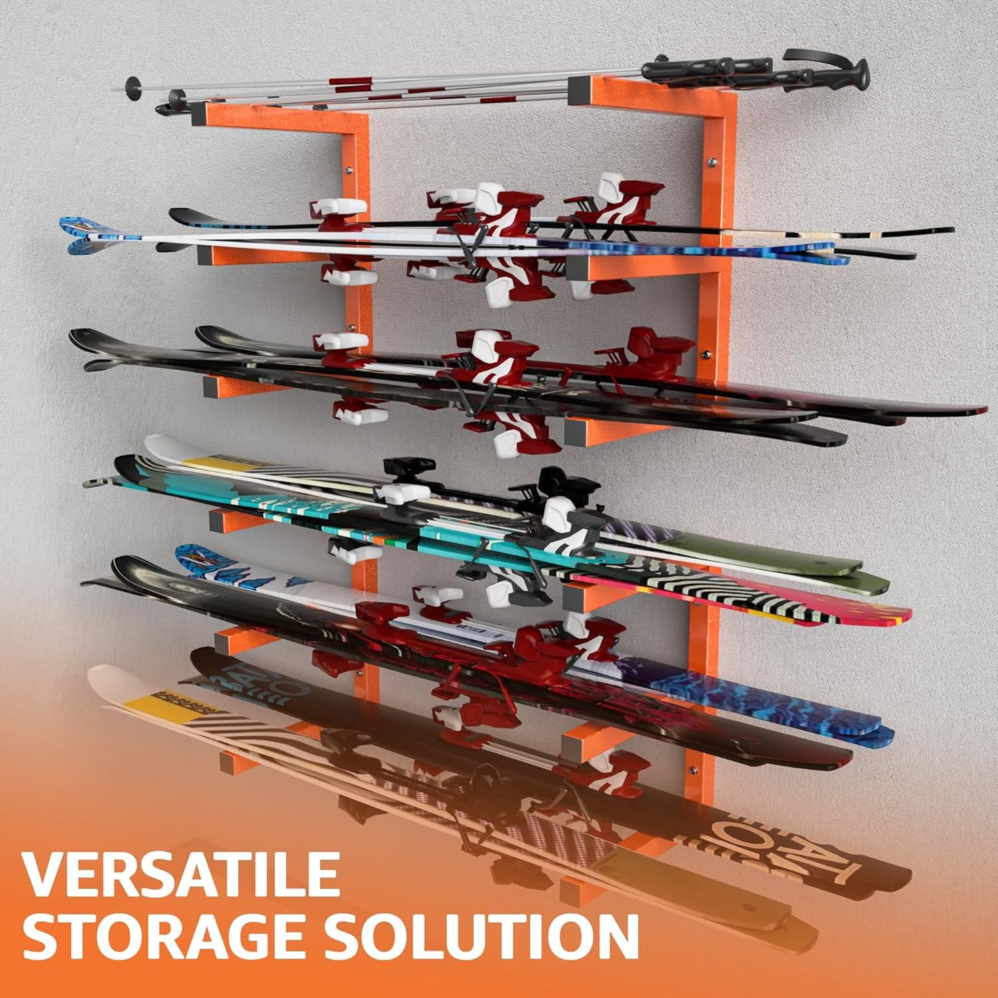 YYR Wood Organizer - Heavy Duty Metal Lumber Storage Rack | 6-Level Wall Mount Holds 1200 LBS - Orange