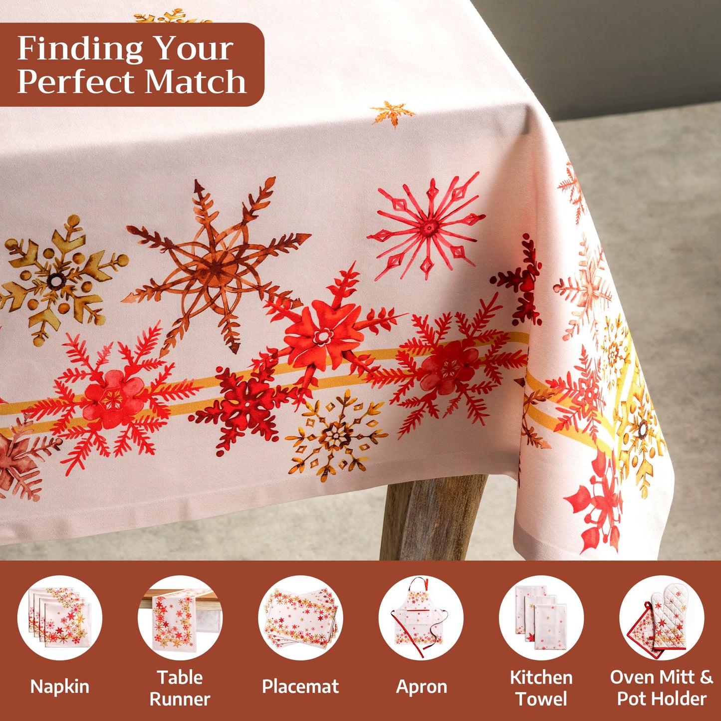 Maison d' Hermine Table Cloth Square Table 100% Cotton 54 x 54 Inches Fall Tablecloth Reusable Everyday Use for Thanksgiving Christmas Decorations Dining Farmhouse Party (Crystal Star)
