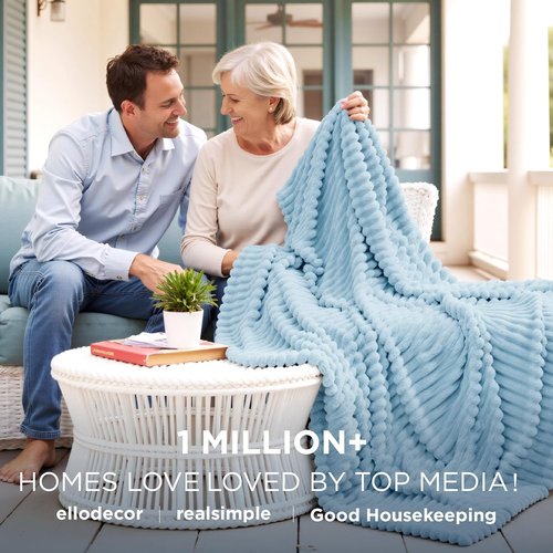 Bedsure GentleSoft Throw Blanket - Cozy Light Blue Fleece Blanket for Couch | 50x60 Inches, Perfect Spring Decor