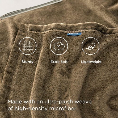 Bedsure GentleSoft Fleece Blanket - Lightweight Plush Cozy Twin Size Camel, 60x80 Inches for Bed & Travel