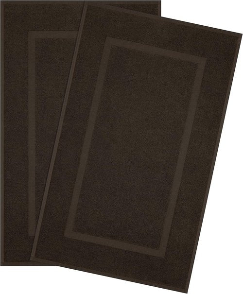 Cotton Paradise 100% Cotton Bath Mats - Soft, Absorbent, Quick-Dry | Set of 2, 20x34, Brown