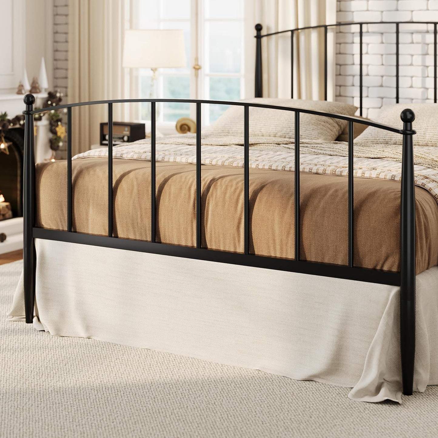 SHA CERLIN Queen Bed Frame - Victorian Style Metal Platform Bed with Iron Headboard & Footboard, Black