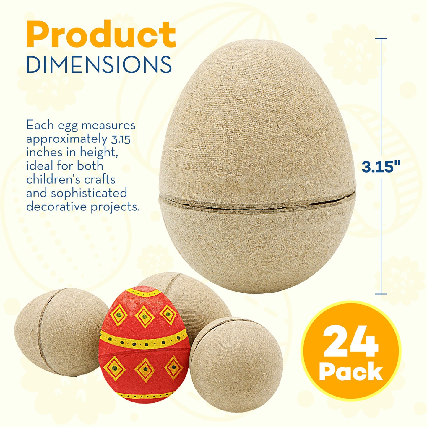 4E's Novelty DIY Paper Mache Easter Eggs to Paint 12 Pack - Paintable & Fillable Blank Easter Eggs Crafts for Kids & Adults, for Easter Arts Classroom Activities & DIY Projects