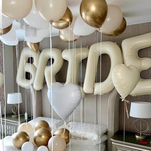 BRIDE 40-Inch Beige Balloons - Elegant Mylar Foil Banner for Bridal Shower & Engagement Party Decor