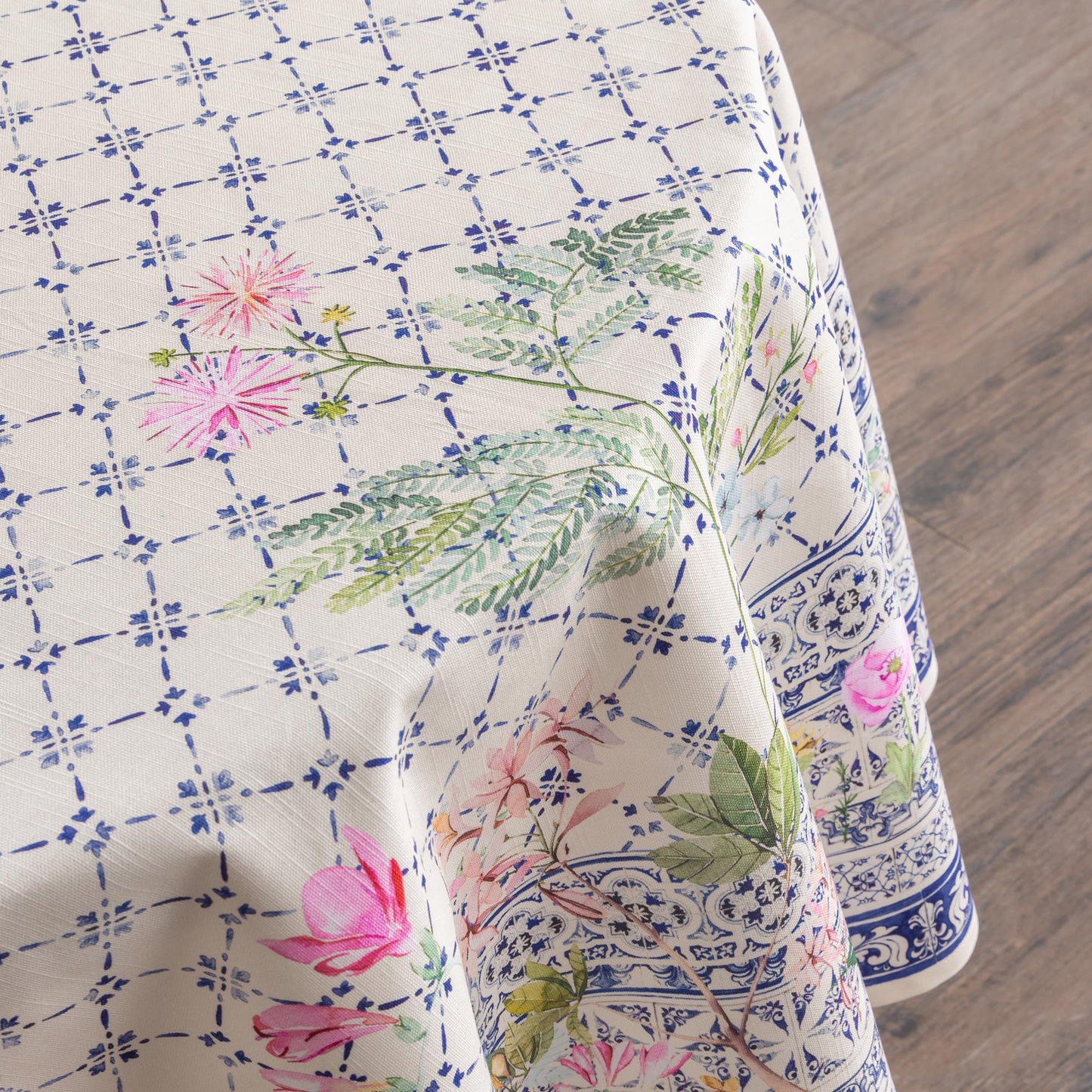 Maison d' Hermine Table Cloth Round Table 100% Cotton 63 Round Inches Tablecloth Reusable Decorative for Dining Kitchen Room Farmhouse Home Gifts for Mothers Day Spring Summer - Faience