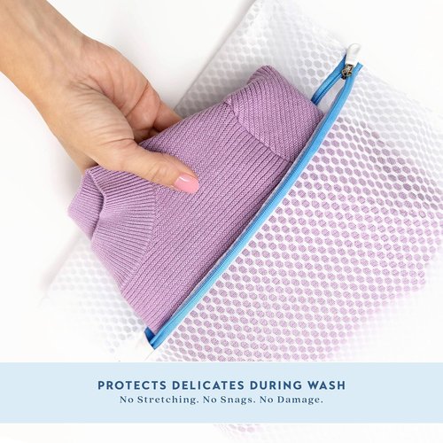 ELYN Mesh Laundry Bags - Ultra Durable Honeycomb Mesh with Anti-Rust Zipper | 3 Pack Medium (12” x 16”) for Delicates