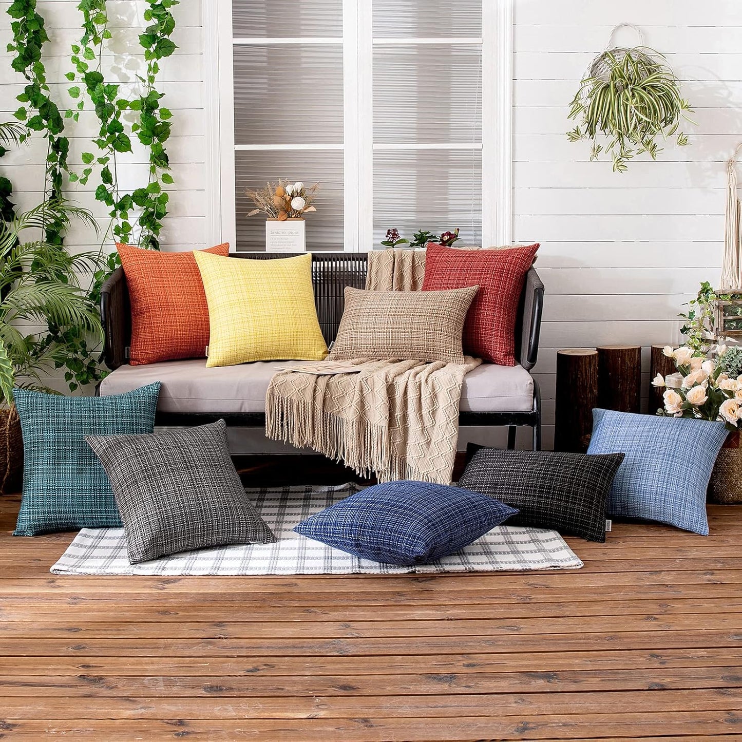 MIULEE Outdoor Waterproof Throw Pillow Covers - Decorative Gray Cushion Covers for Patio & Garden | 18x18 Inch, Pack of 2