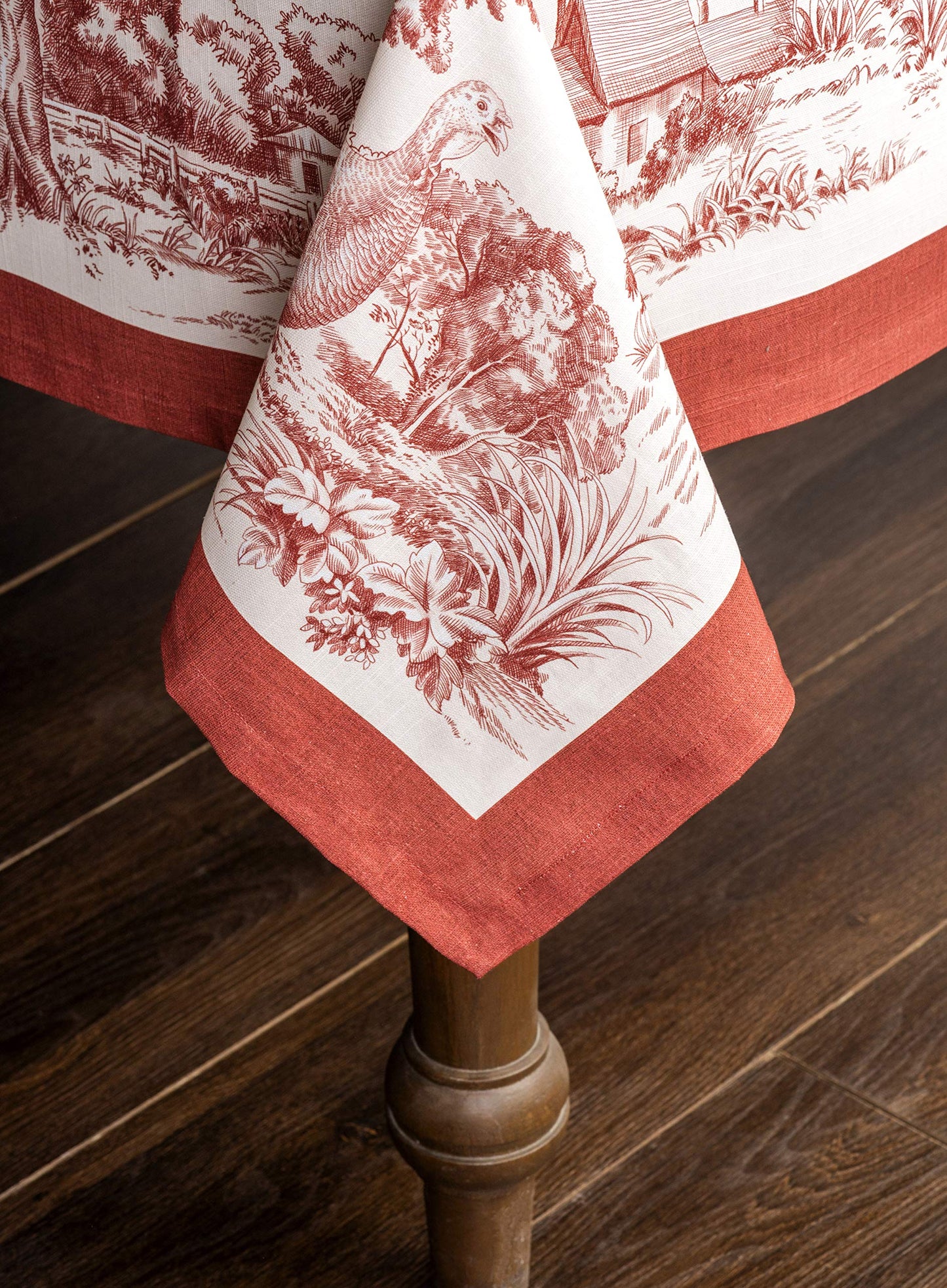 Maison d' Hermine Table Cloth Rectangle Table 100% Cotton 70 x 108 Inches Fall Tablecloth Reusable Everyday Use for Thanksgiving Christmas Decorations Dining Farmhouse Party (Holy Jouy - Red)