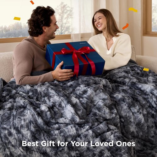 Bedsure GentleSoft Sherpa Throw Blanket - Cozy Fleece Blanket for Women | Plush Tie Dye Design, Grey, 50x60 Inches