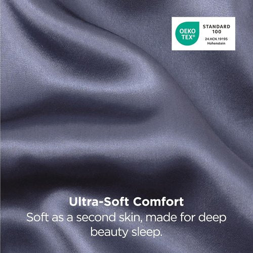 Bedsure Satin Pillowcase - Luxurious Silk-Like Feel | Standard Size 20x26 Inches, Blue Granite, 2 Pack