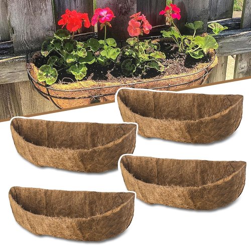 Coco Liner | Premium 24-Inch Trough Planter Liners - 100% Natural Coconut Fiber for Outdoor Use