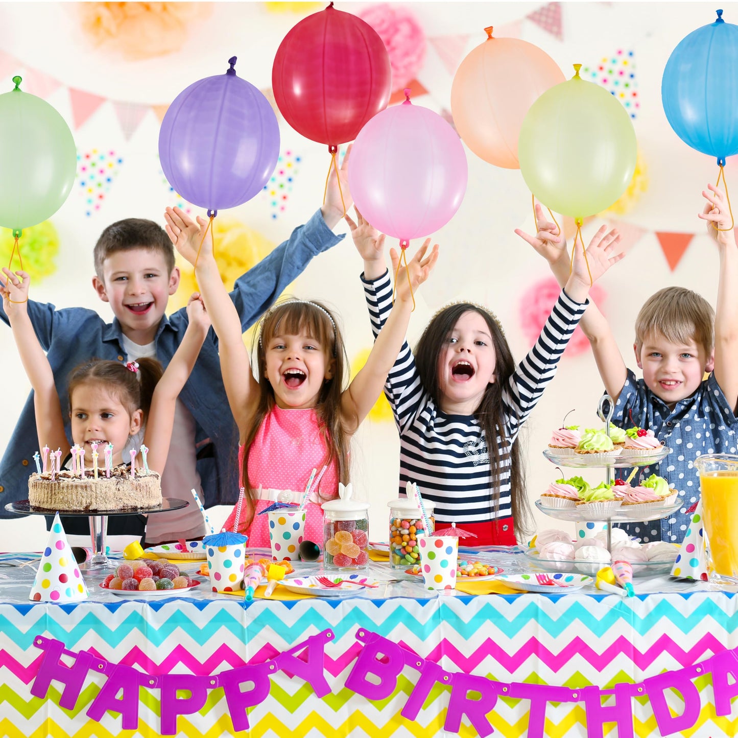 JOYIN 36 Pcs Punch Balloons, School Classroom Prizes, Heavy Duty Party Favors for Kids, Punching Balloons with Rubber Band Handle for Birthday, Goodie Bags Stuffers, Party Supplies