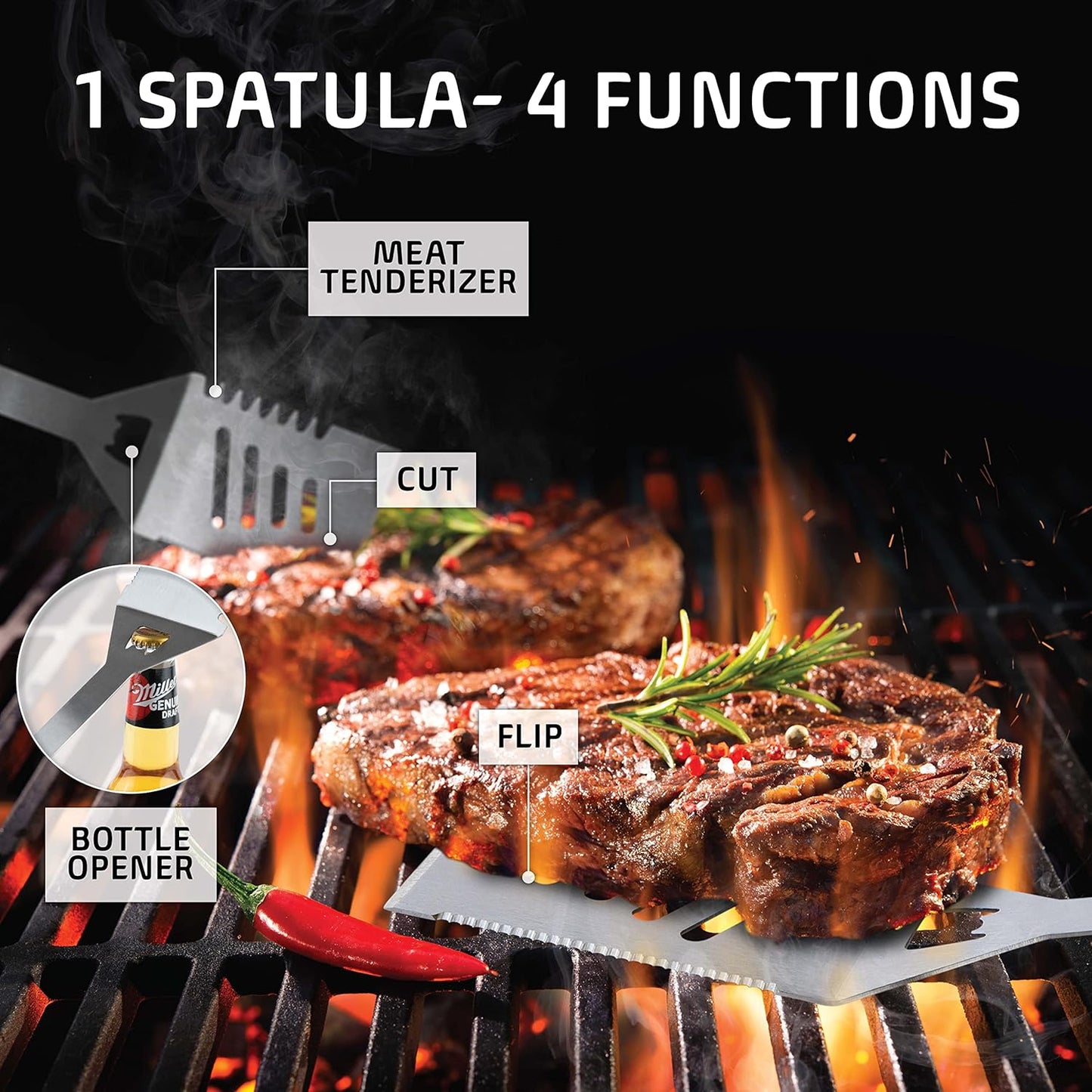 Kaluns BBQ Tool Set - Heavy Duty Stainless Steel Grilling Accessories with Apron & Case | Perfect Gift for Dad