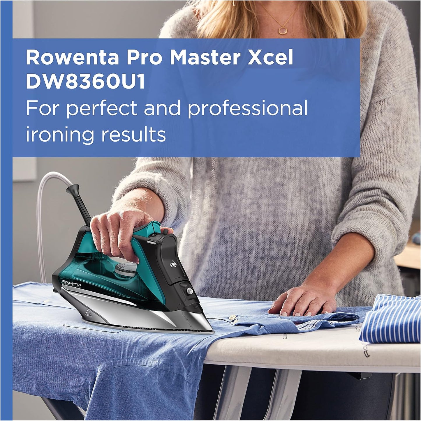 Rowenta Pro Master Steam Iron - Stainless Steel Soleplate, 210 g/min, 400 Microsteam Holes, 1775 Watts