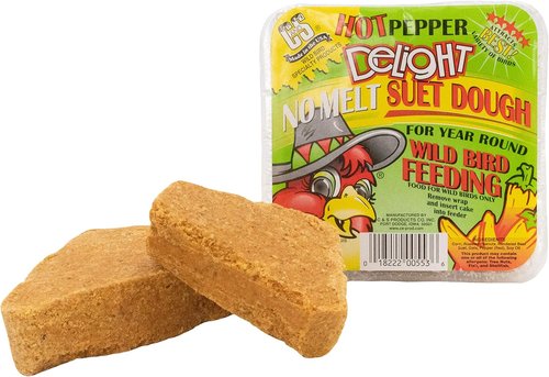 C&S Hot Pepper Delight Suet Dough - No Melt, 11.75 Ounces | 12 Pack for Wild Birds