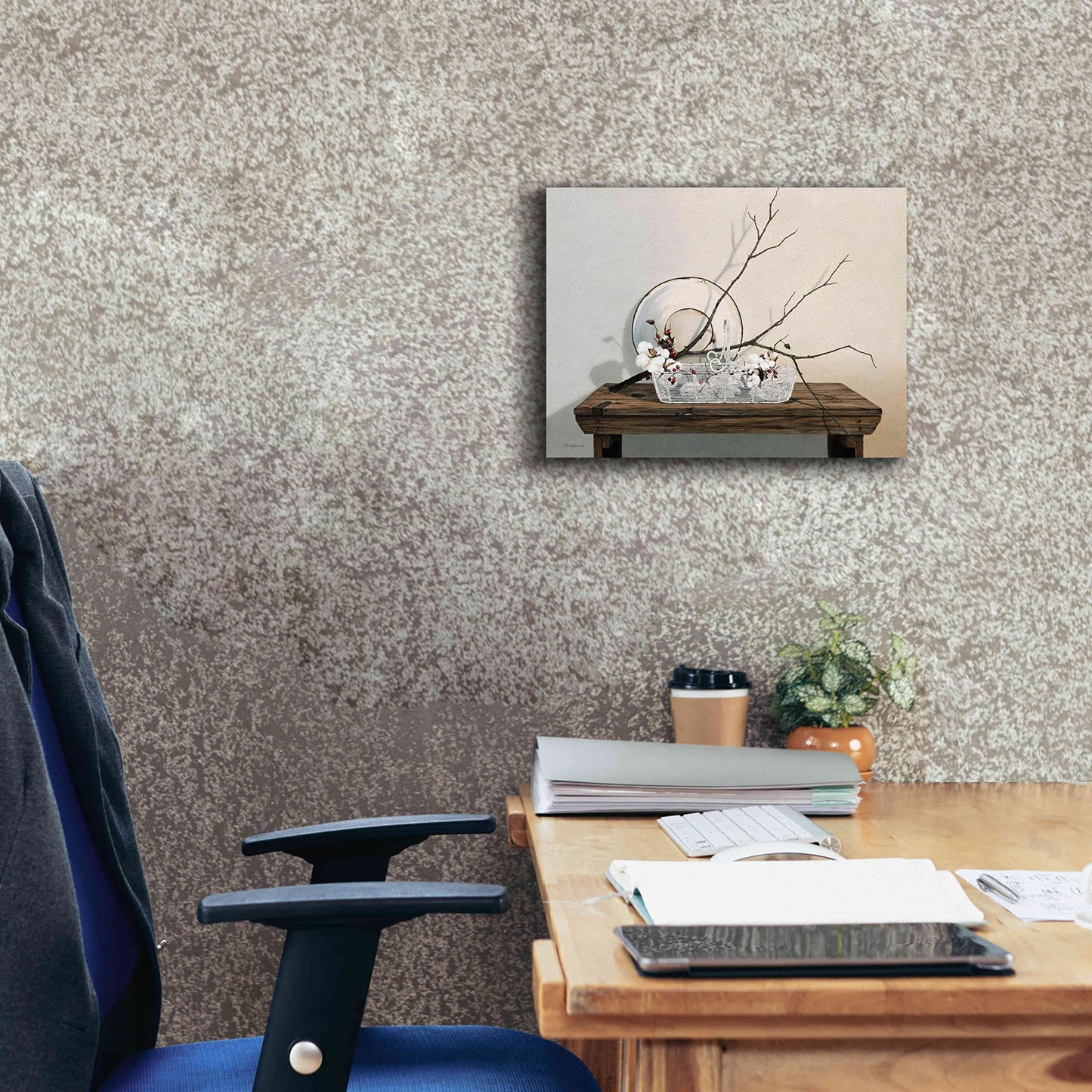 Epic Graffiti 'Wire Basket with Cotton' by Cecile Baird, Canvas Wall Art, 16"x12"