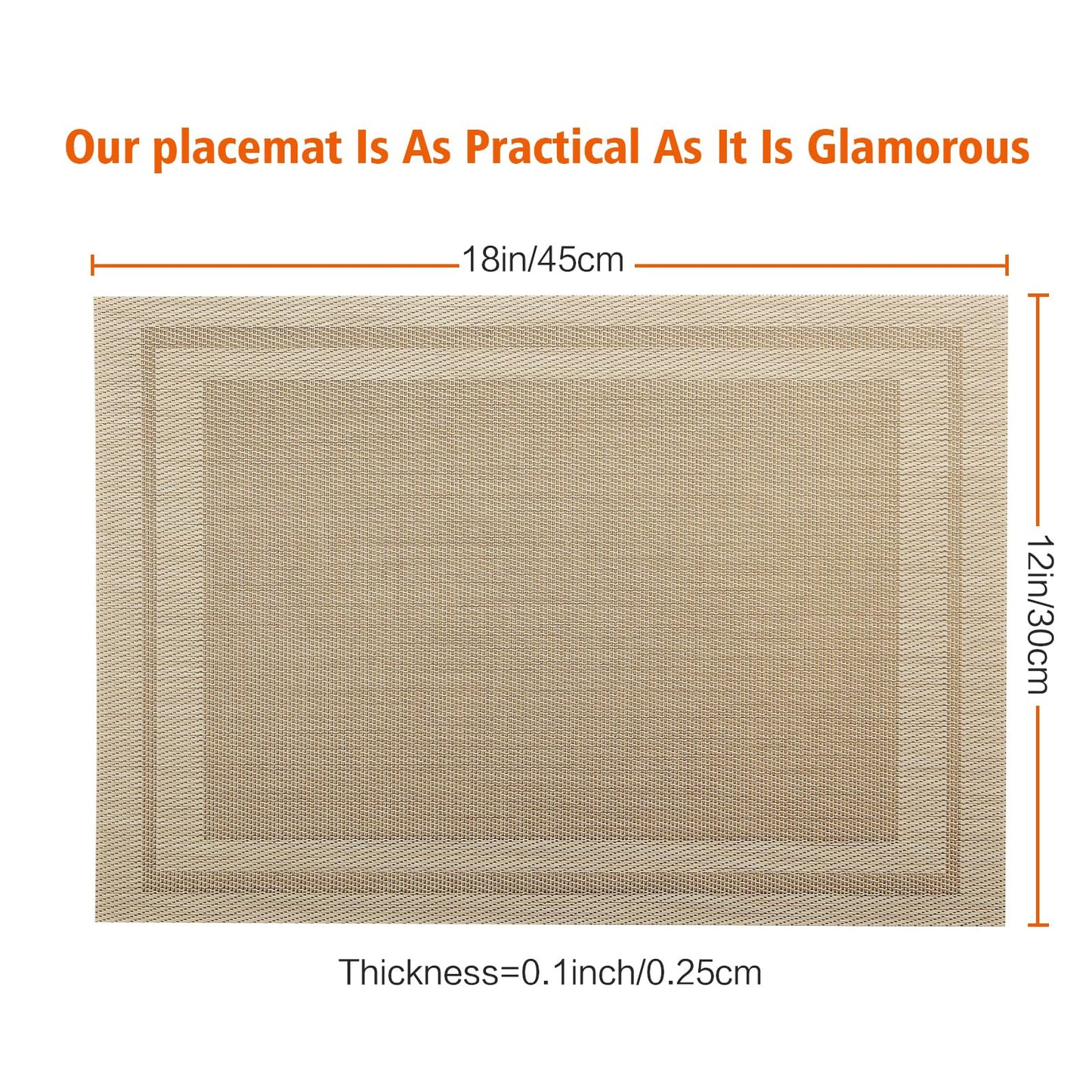 Bxzandya Placemats Set of 8,Washable,Heat and Stain Resistant Indoor/Outdoor Place mats,Vinyl Woven Non Slip Table Mats for Restaurant Table Protection,PVC Placemats(Beige,8PCS)