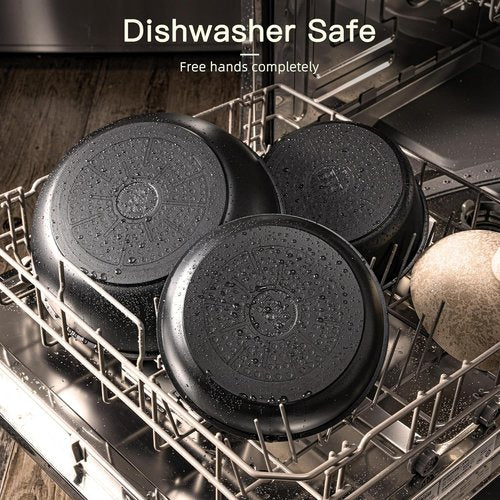 Astercook Non-Stick Ceramic Cookware Set - 21-Piece RV Kitchen Pots & Pans, Oven Safe, Induction Ready, Black