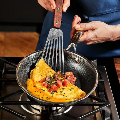HexClad Hybrid Nonstick Frying Pan Set - 6-Piece with Tempered Glass Lids | 8, 10, 12-Inch, Induction Ready